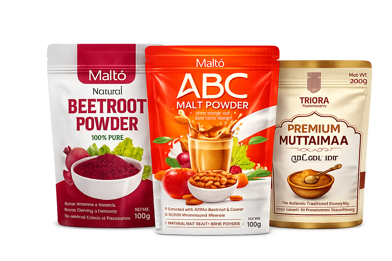 Triora Premium Products - Malli Tee, ABC Malt Powder, Beetroot Powder, Premium Muttaimaa